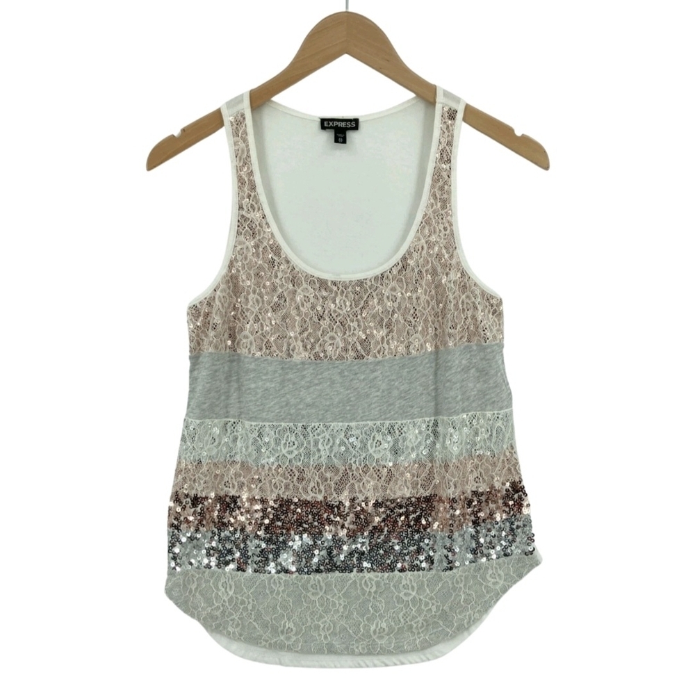 Express Sequin Sleeveless Tank Top